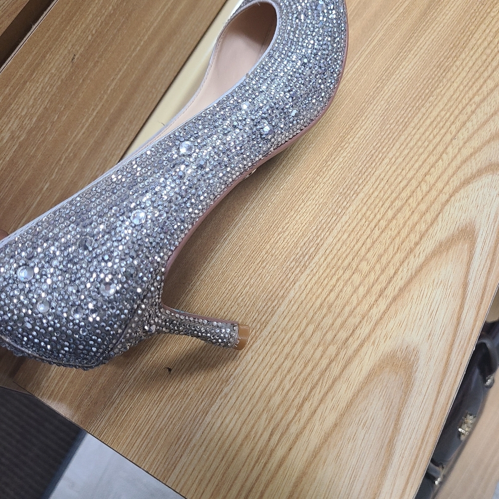 Elegant Silver Embellished Women's Heels